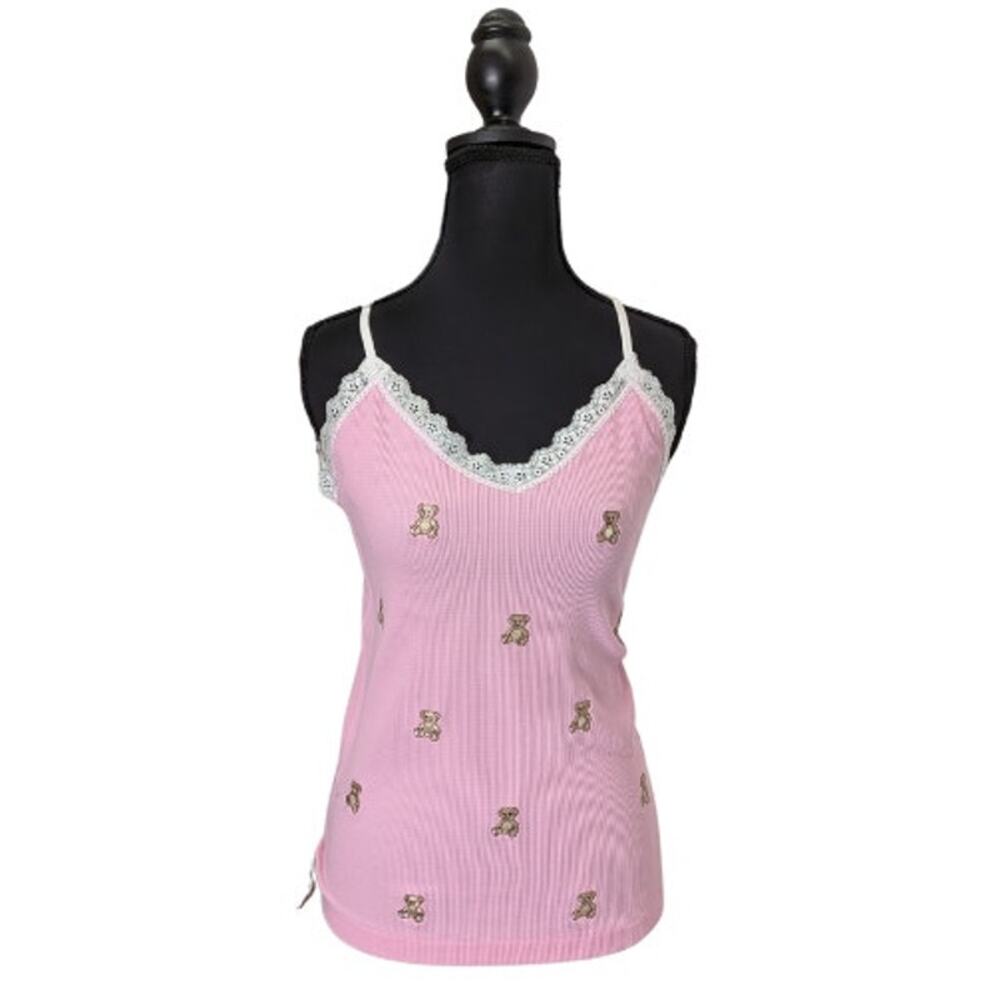 New With Tags Fct Pink Lacy Teddy Bear Fitted Tanktop | Women's L